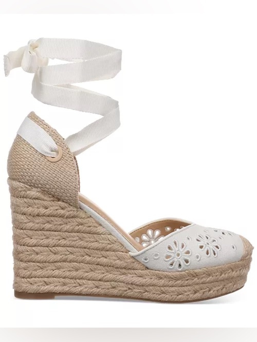 On 34th🔥Women’s White Espadrille Wedge Sandals with Ankle Tie🔥BRAND NEW Sz 9M